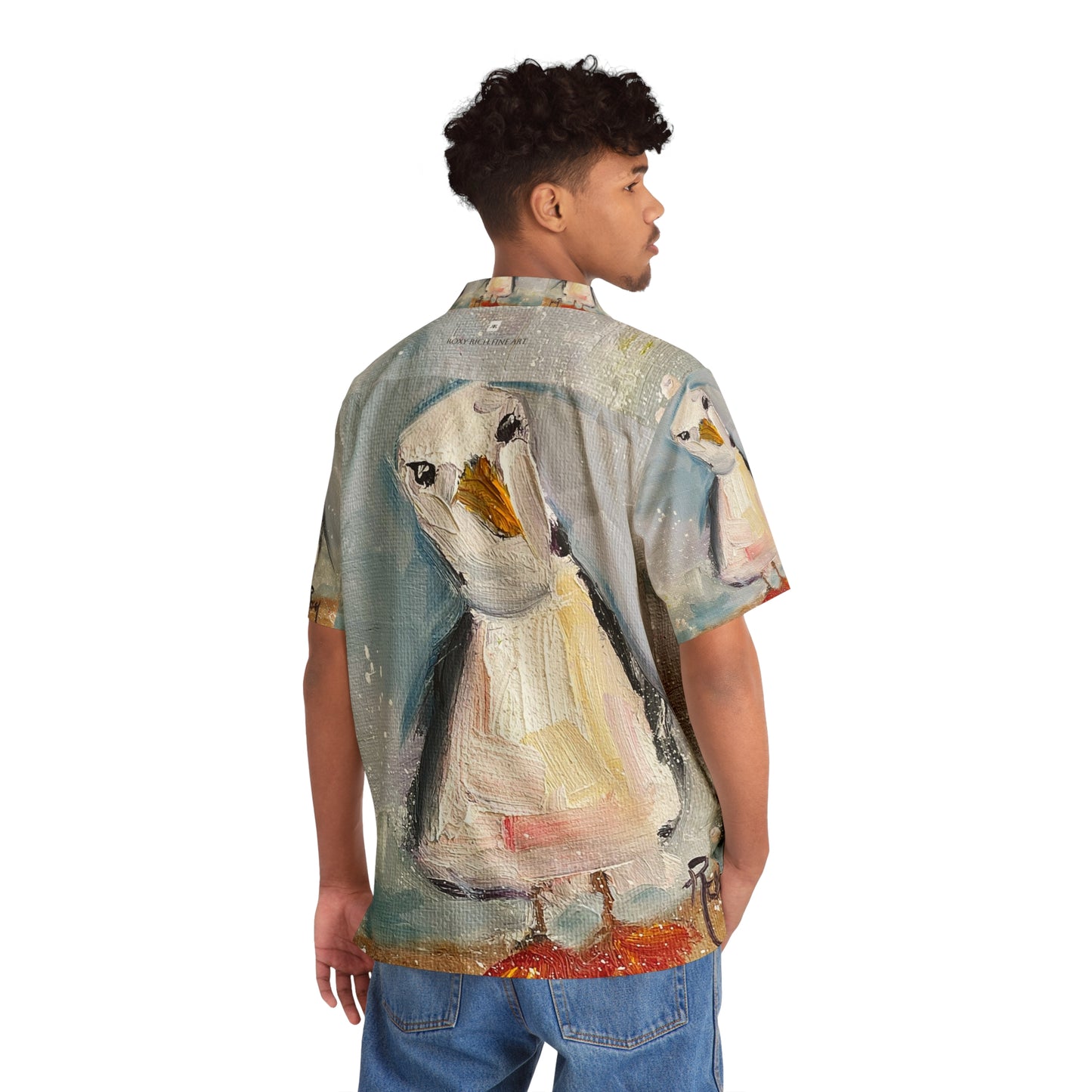 Men's Hawaiian Shirt- Inquisitive Seagull