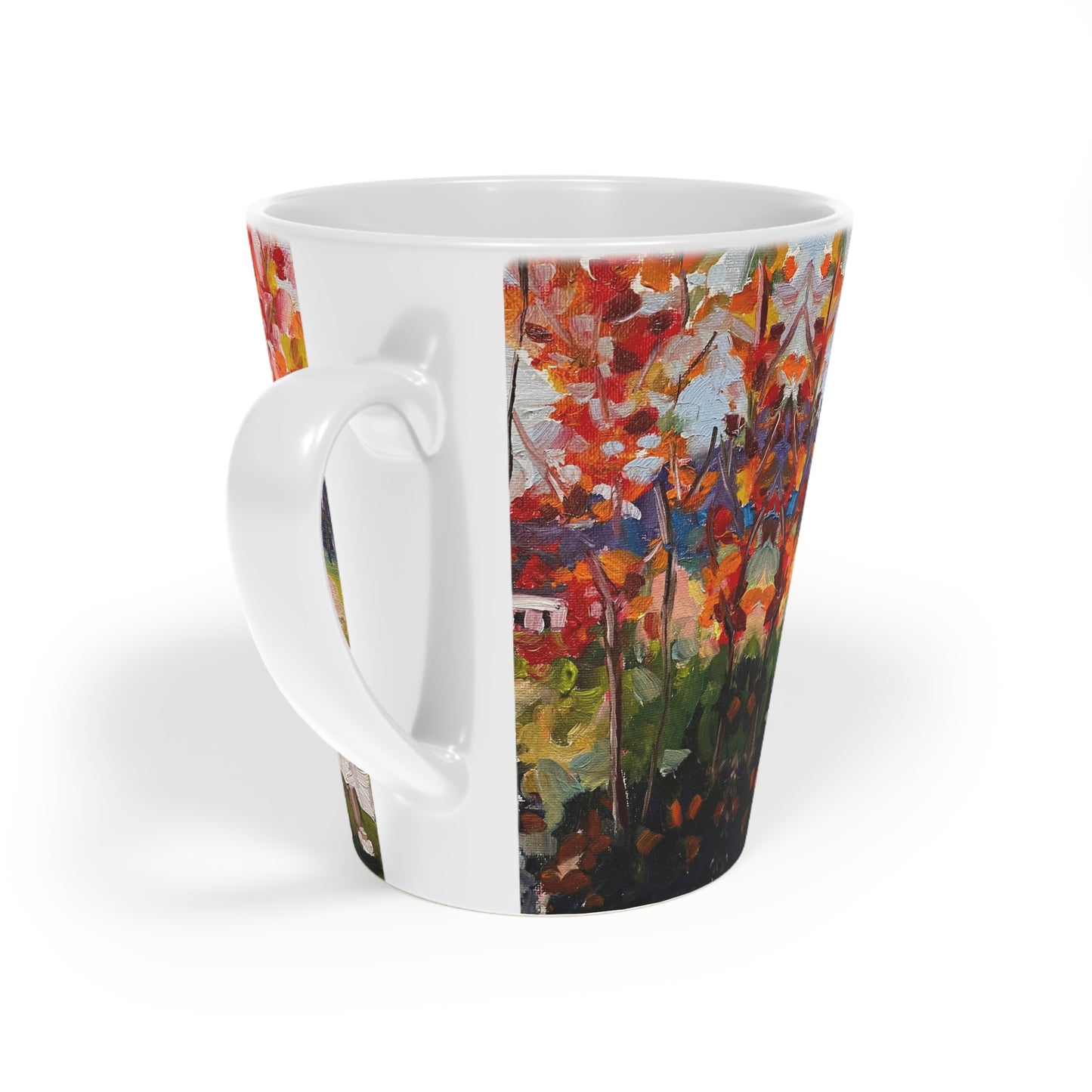 Isla au baptême (petite fille au paysage de l'église) Tasse à latte, 12 oz