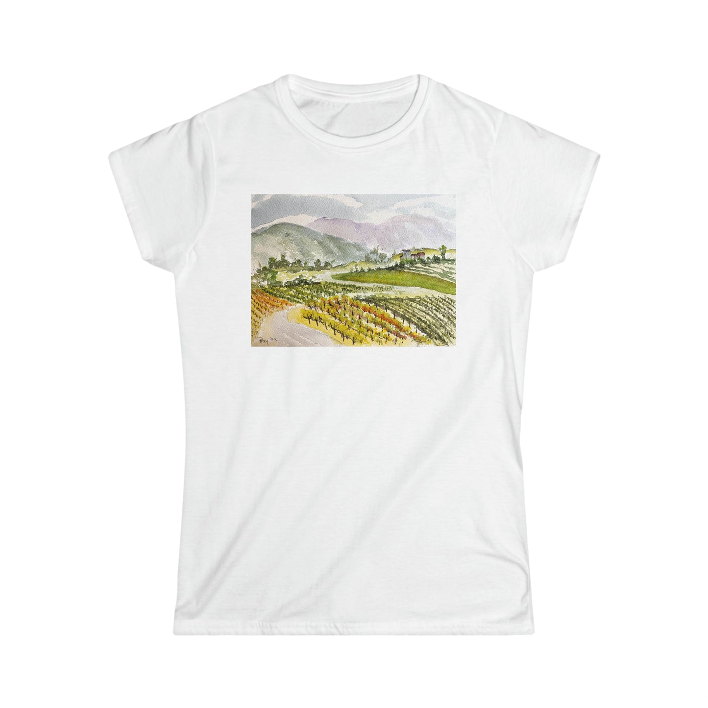 Camino hacia abajo desde la Villa en Gershon Bachus Vintners Camiseta semi ajustada de estilo suave para mujer