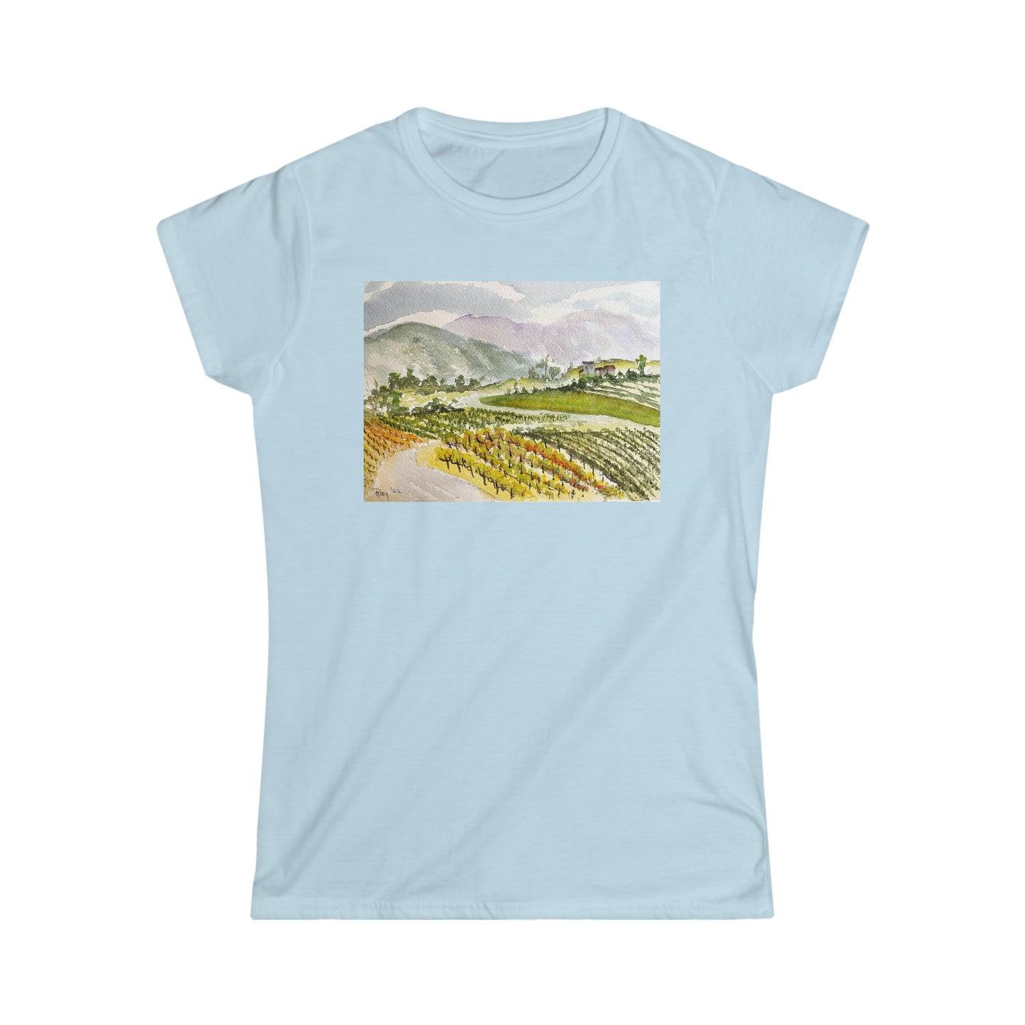 Camino hacia abajo desde la Villa en Gershon Bachus Vintners Camiseta semi ajustada de estilo suave para mujer