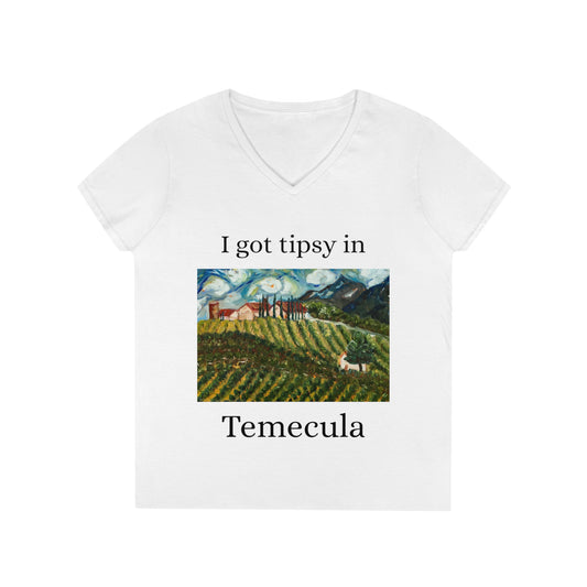 Avensole Vineyard & Winery- "I got Tipsy in Temecula"-- Ladies' V-Neck T-Shirt