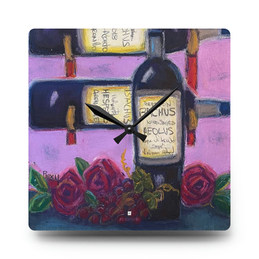 Bachus Reserves GBV Wine Rack and Roses Acrylic Wall Clock