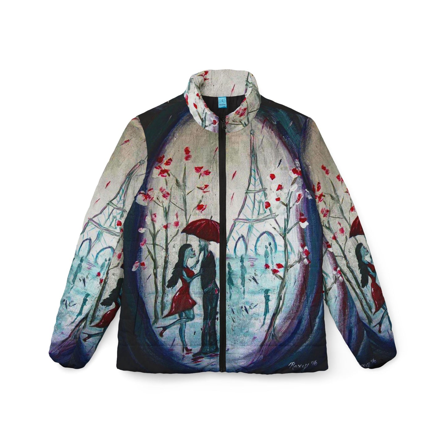 Women's Puffer Jacket - Roxy Rich Fine Art -I Only have eyes for You-Paris Couple