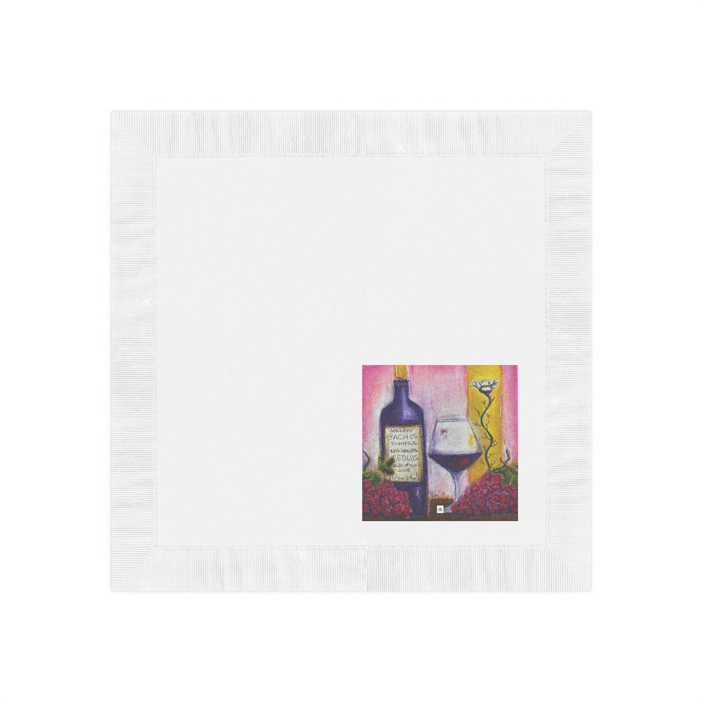 Aeolus-GBV Wine Bottle and Clique Glass-White Coined Napkins