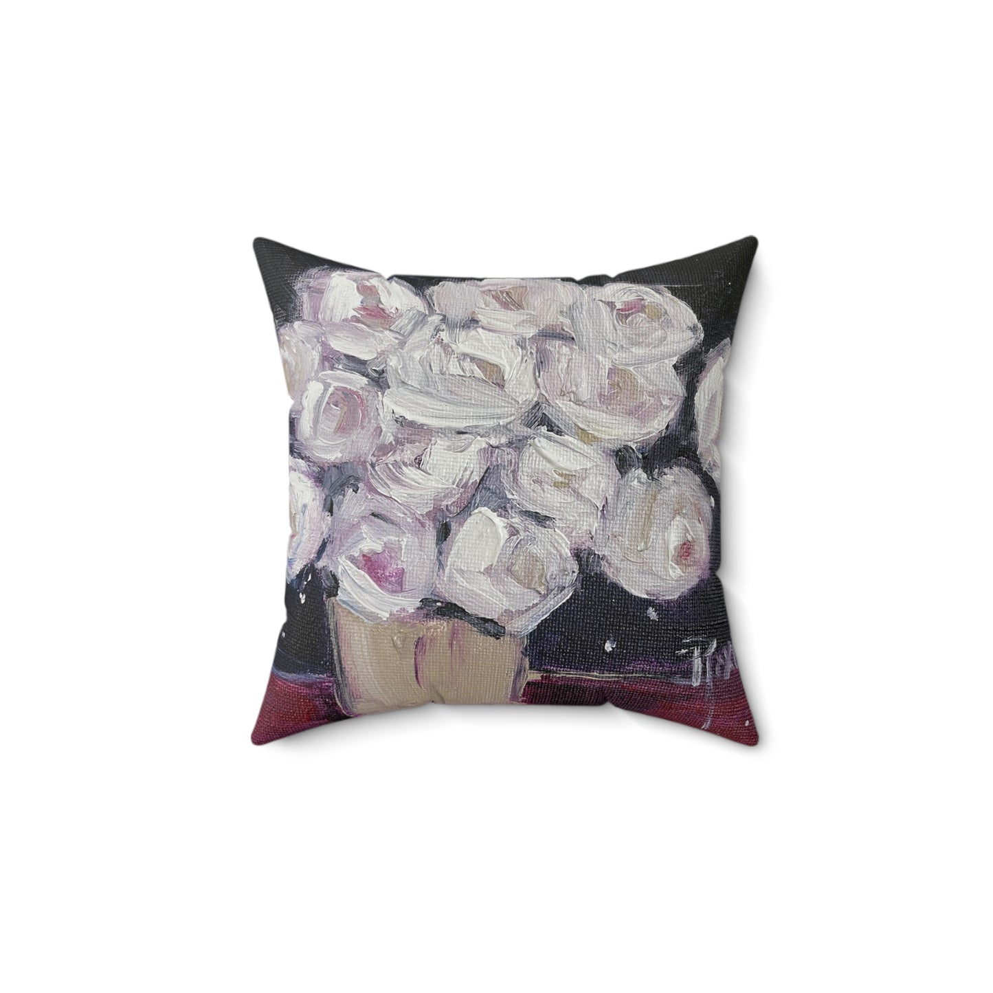 Almohada cuadrada de poliéster hilado para interiores Midnight Roses