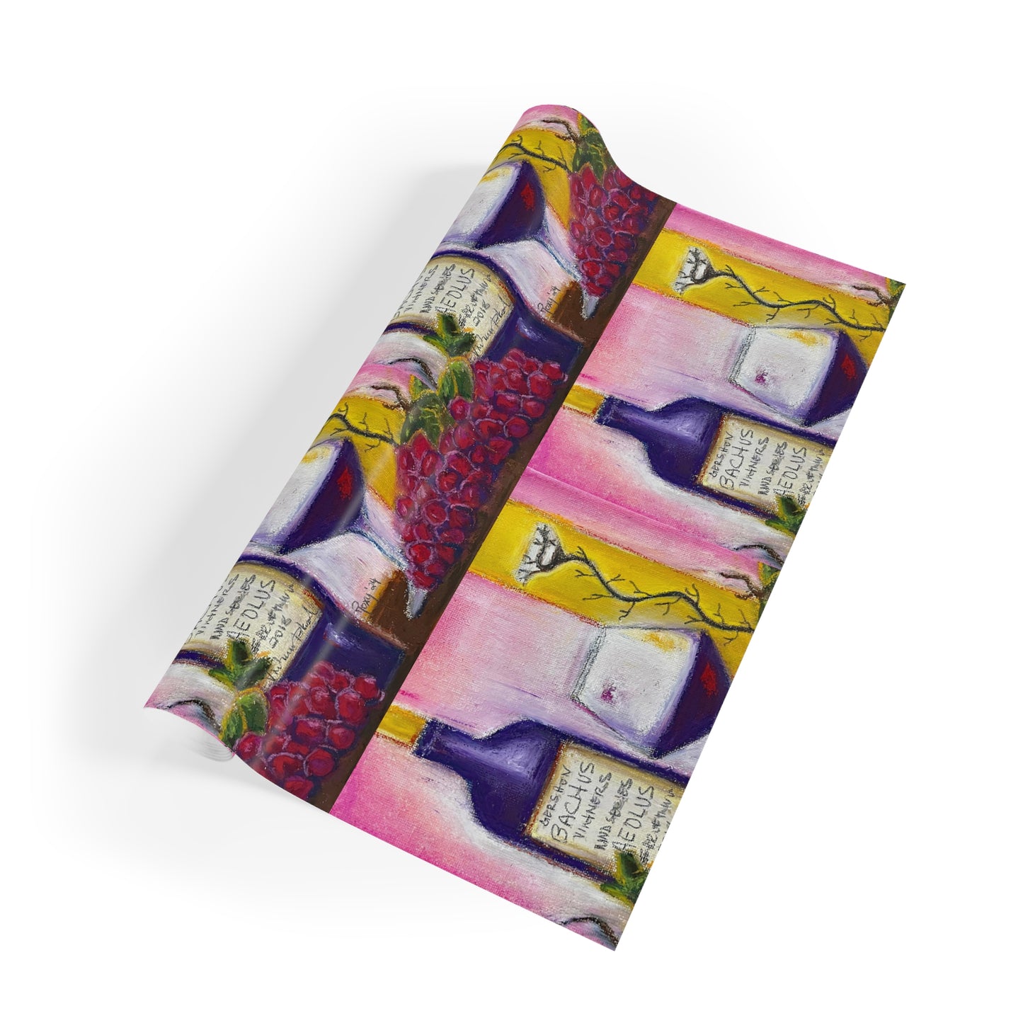 Aeolus GBV Wine Bottle and Clique Glass Gift Wrapping Paper Rolls, 1pc