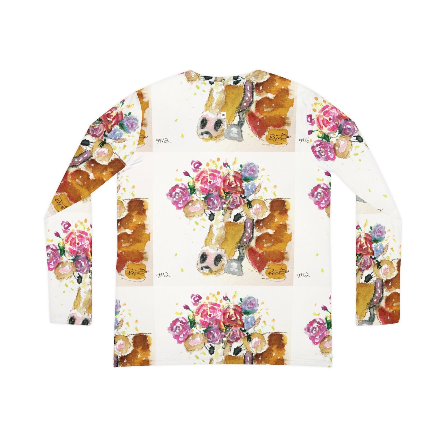 Long Sleeve Shirt-Adorable Cow with Flowers on its Head- V-neck Women's