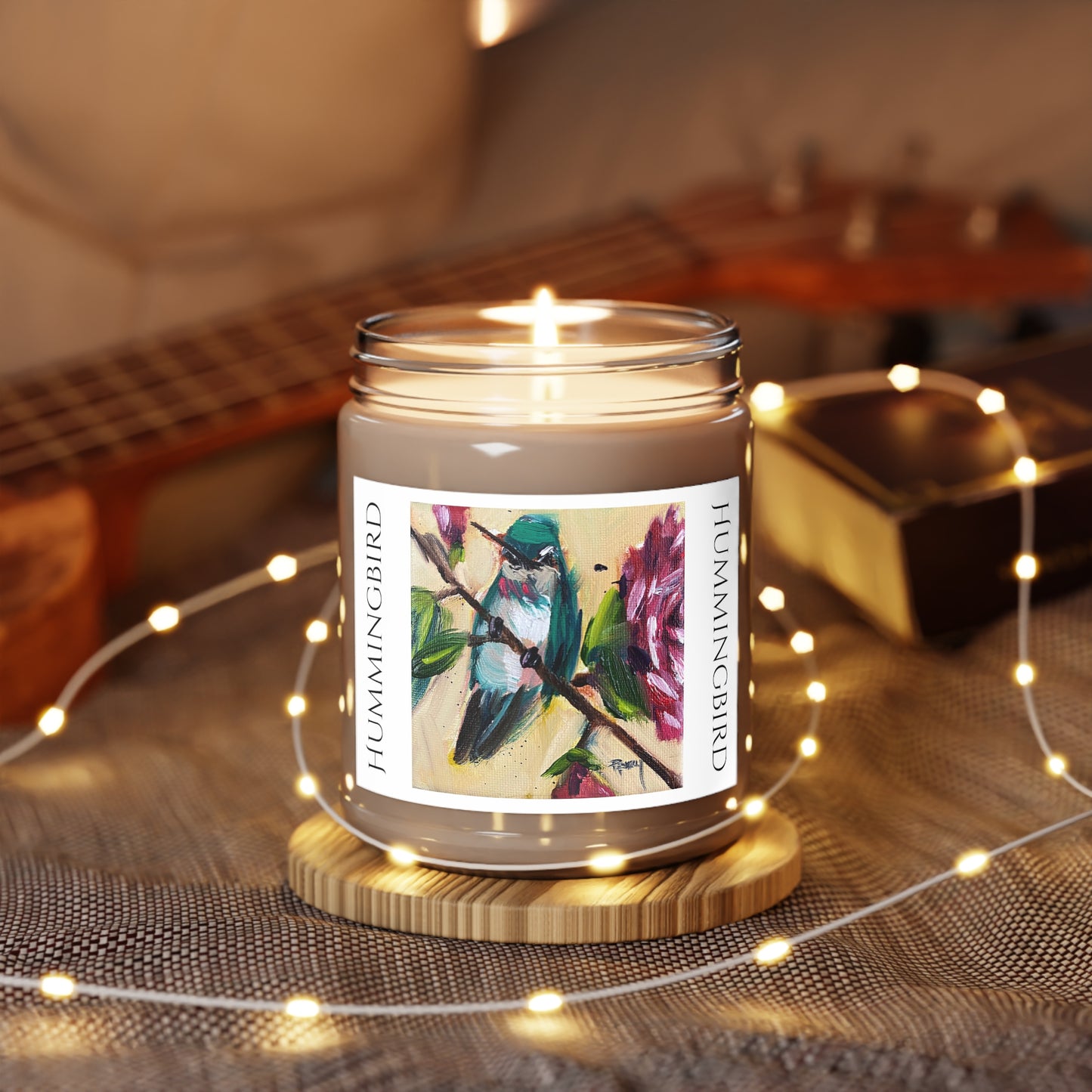 Hummingbird on a Rose Bush Scented Candle 9oz
