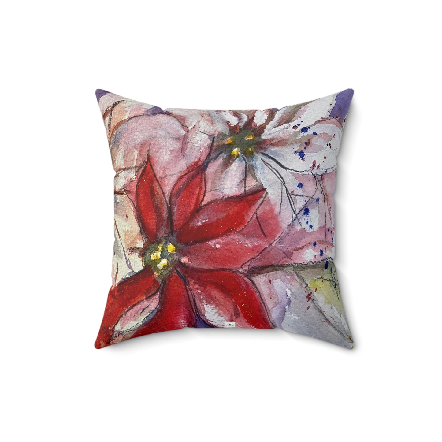 Poinsettias Indoor Spun Polyester Square Pillow
