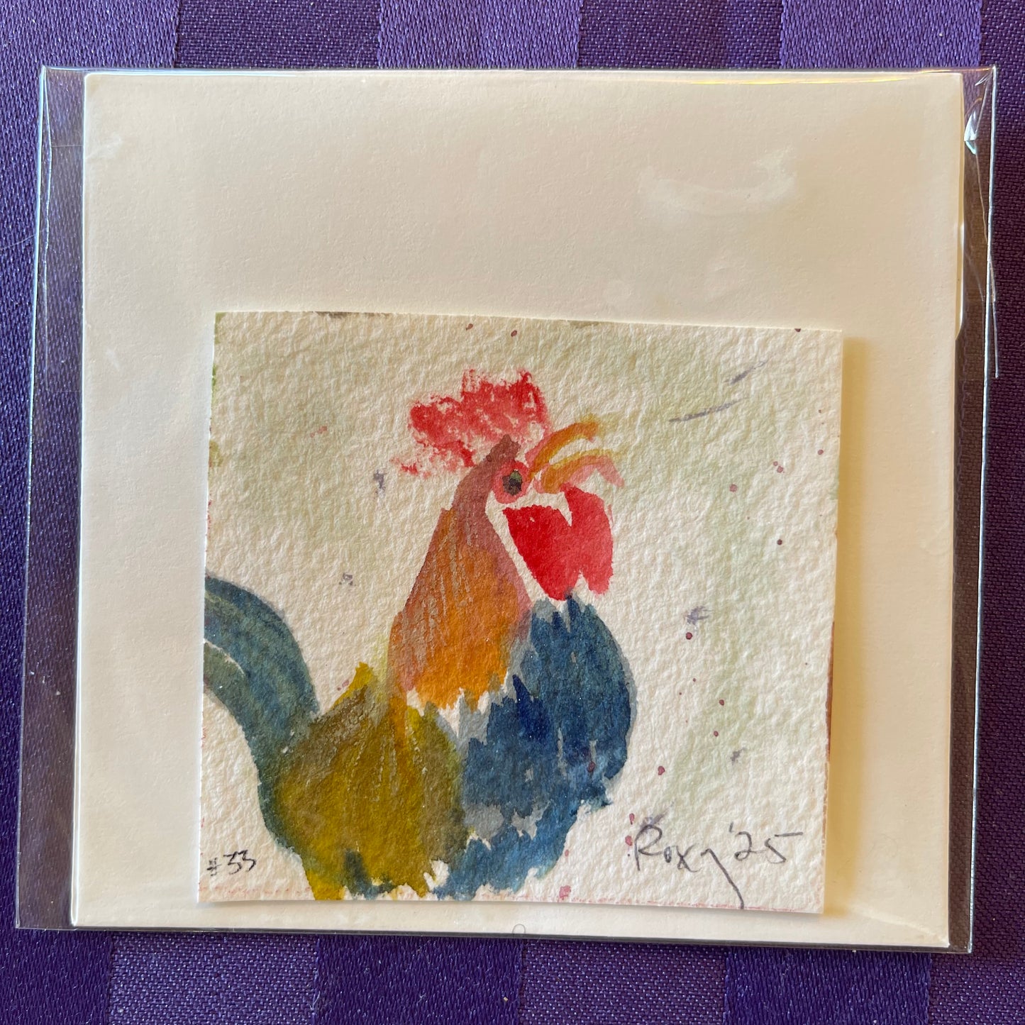 Miniature Rooster #33 Original Watercolor Painting