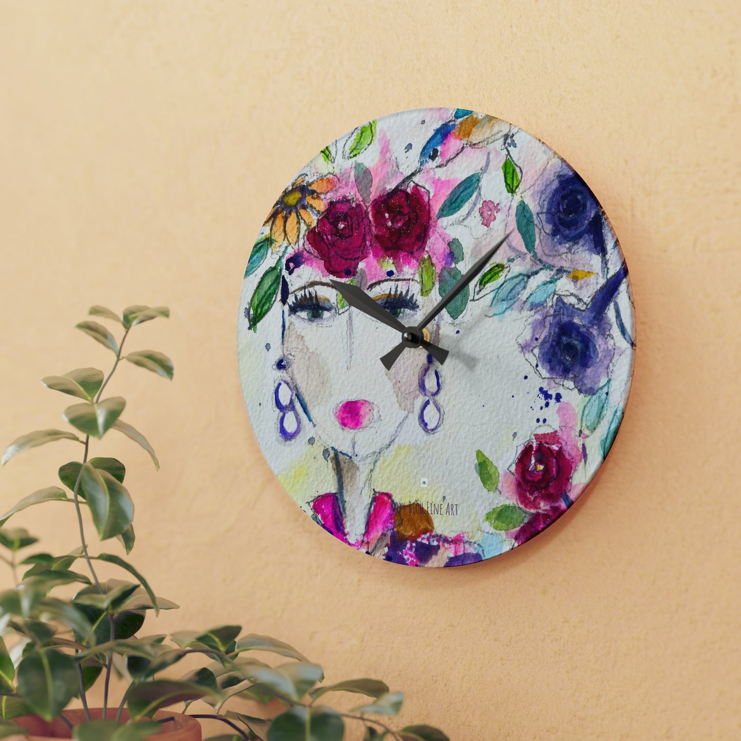 Haute Couture Hummingbird Acrylic Wall Clock