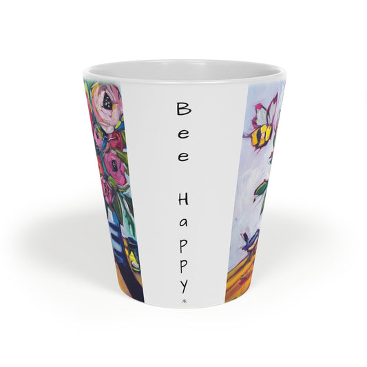 Bee Blooms "Bee Happy" Latte Mug, 12oz