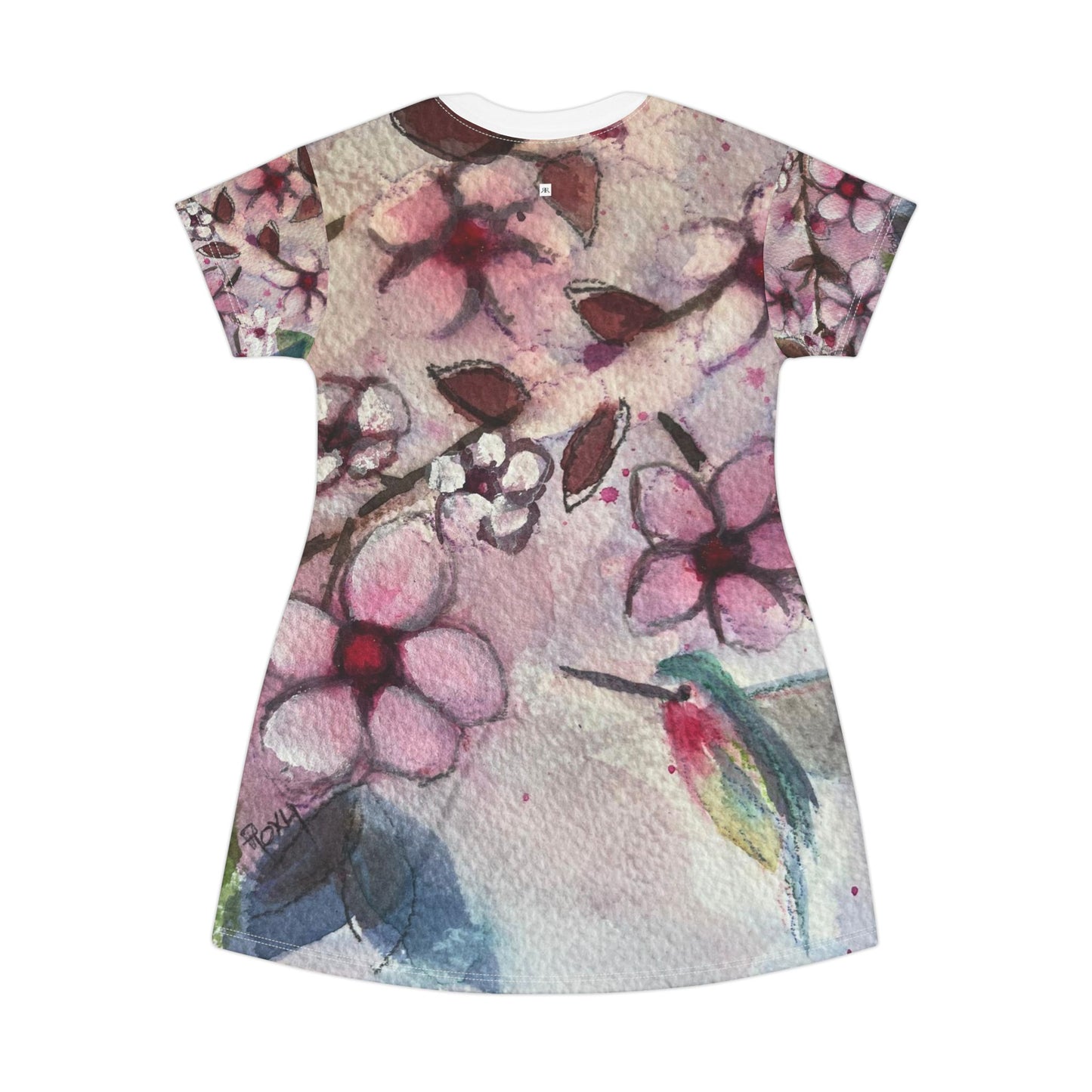 T-Shirt Dress -Hummingbird in Cherry Blossoms