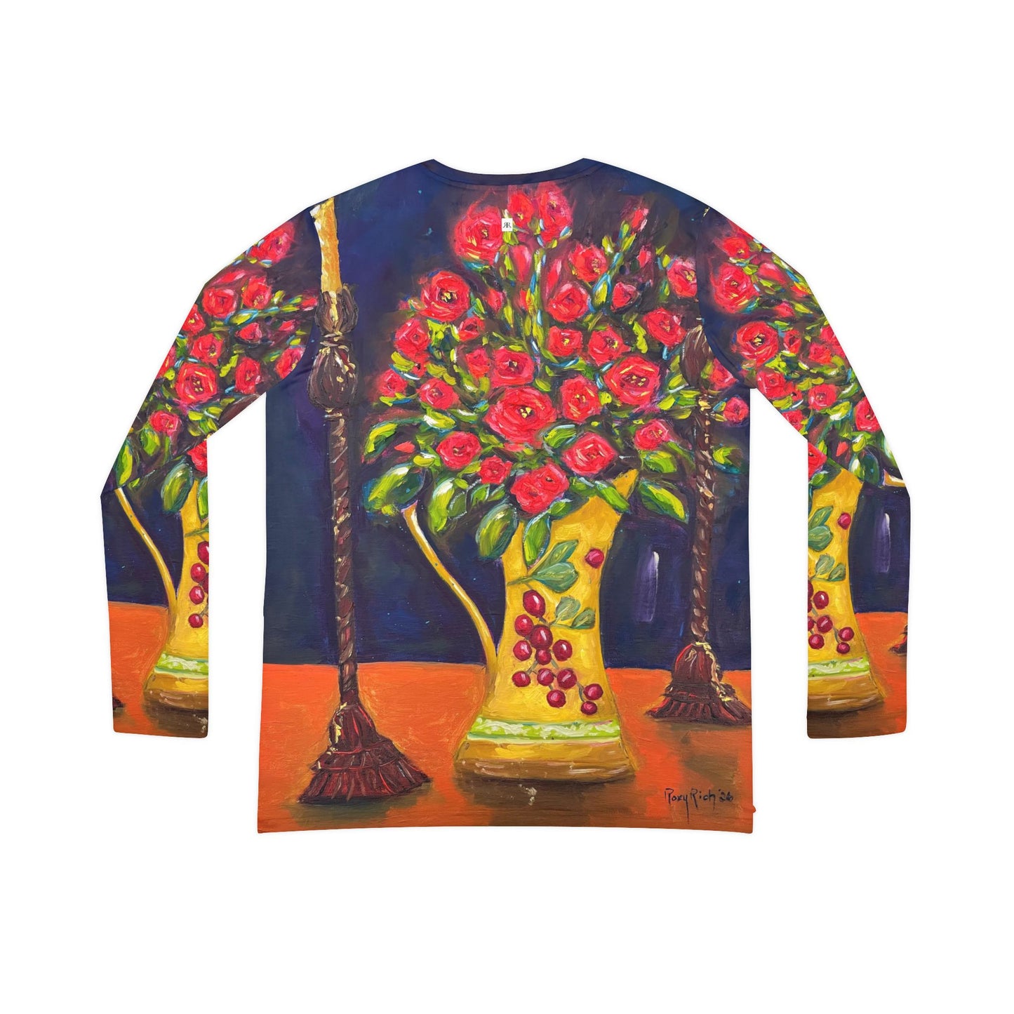 Women's Long Sleeve V-neck Shirt -Candlelit Corals