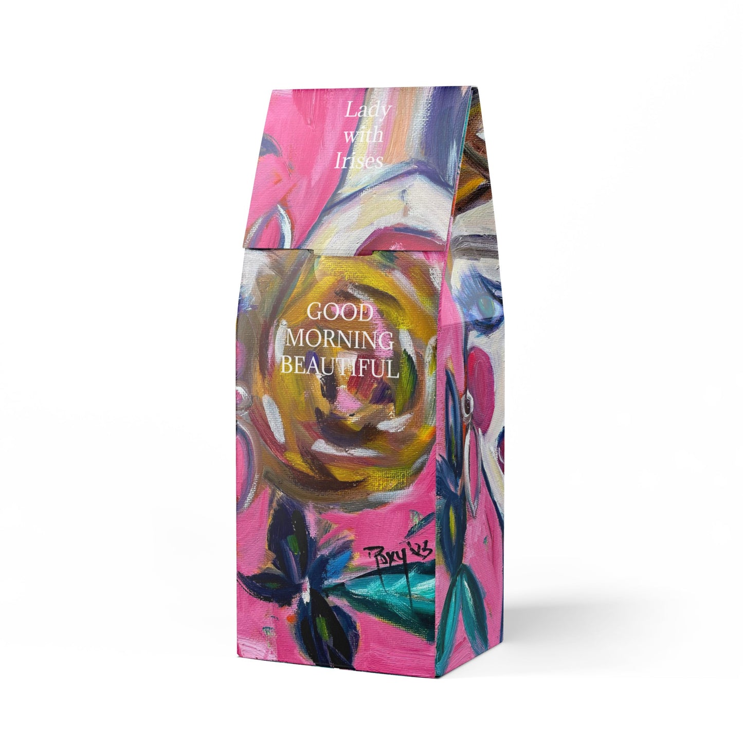 Lady with Irises-"Good Morning Beautiful"- Toasty Roast Coffee 12.0z Bag