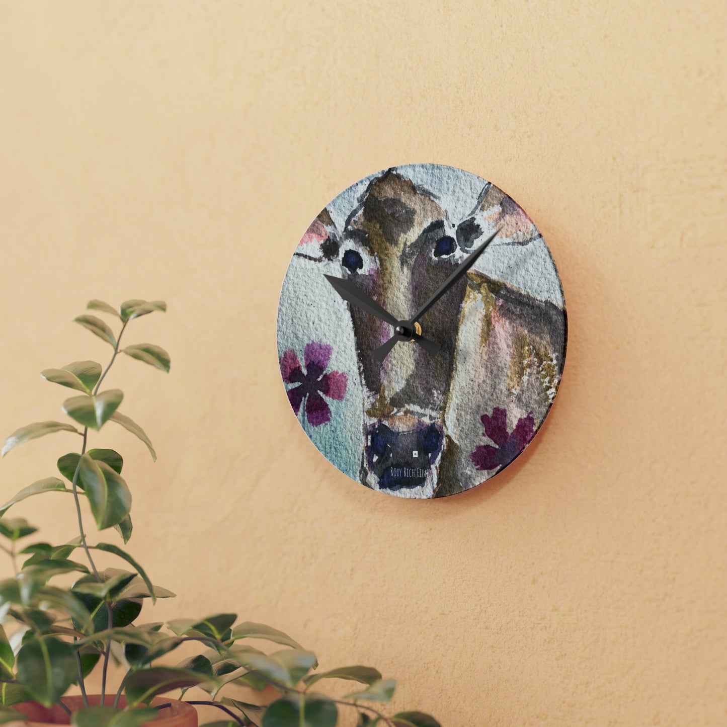 Petals Cow Acrylic Wall Clock