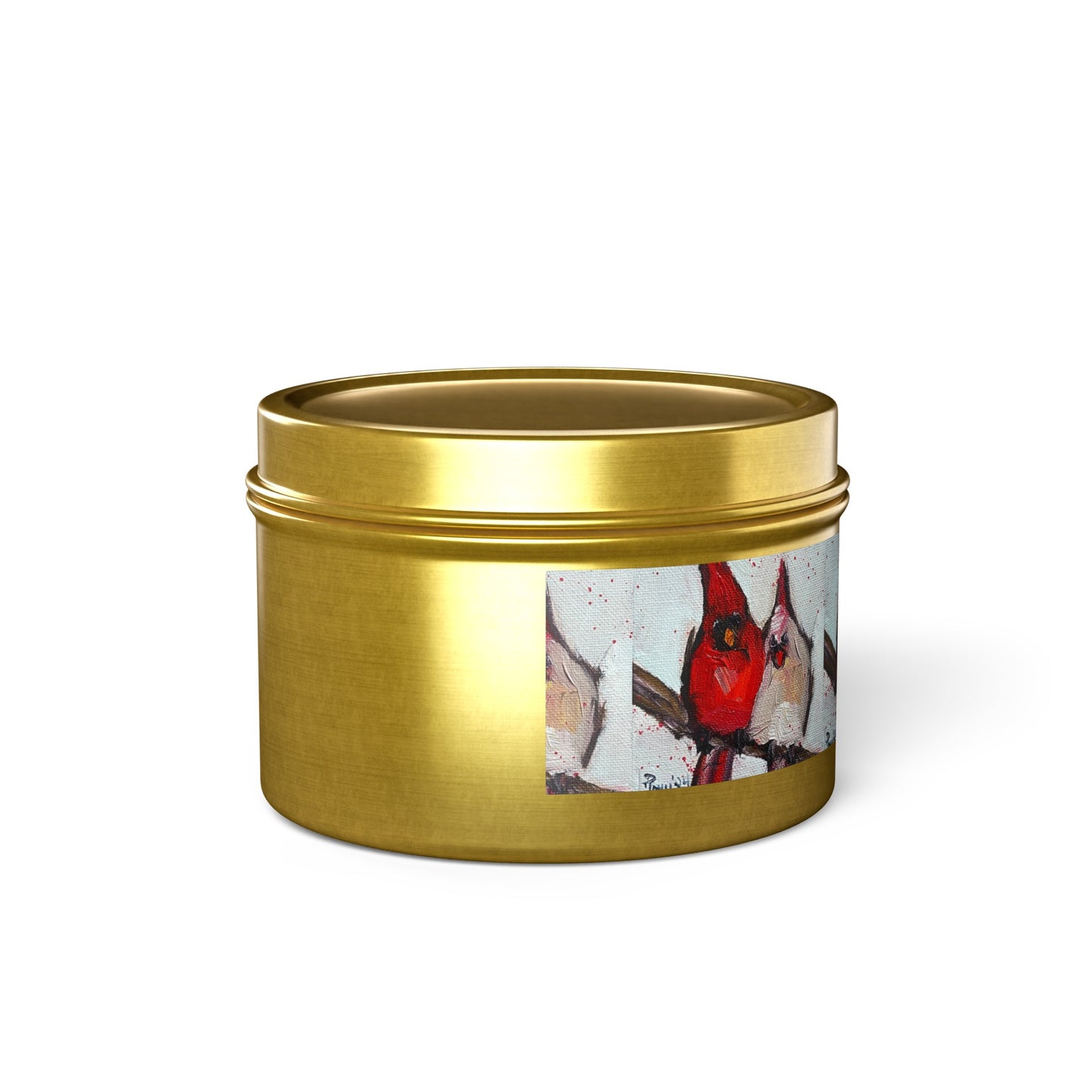 Cute Couple Cardinals Tin Candle