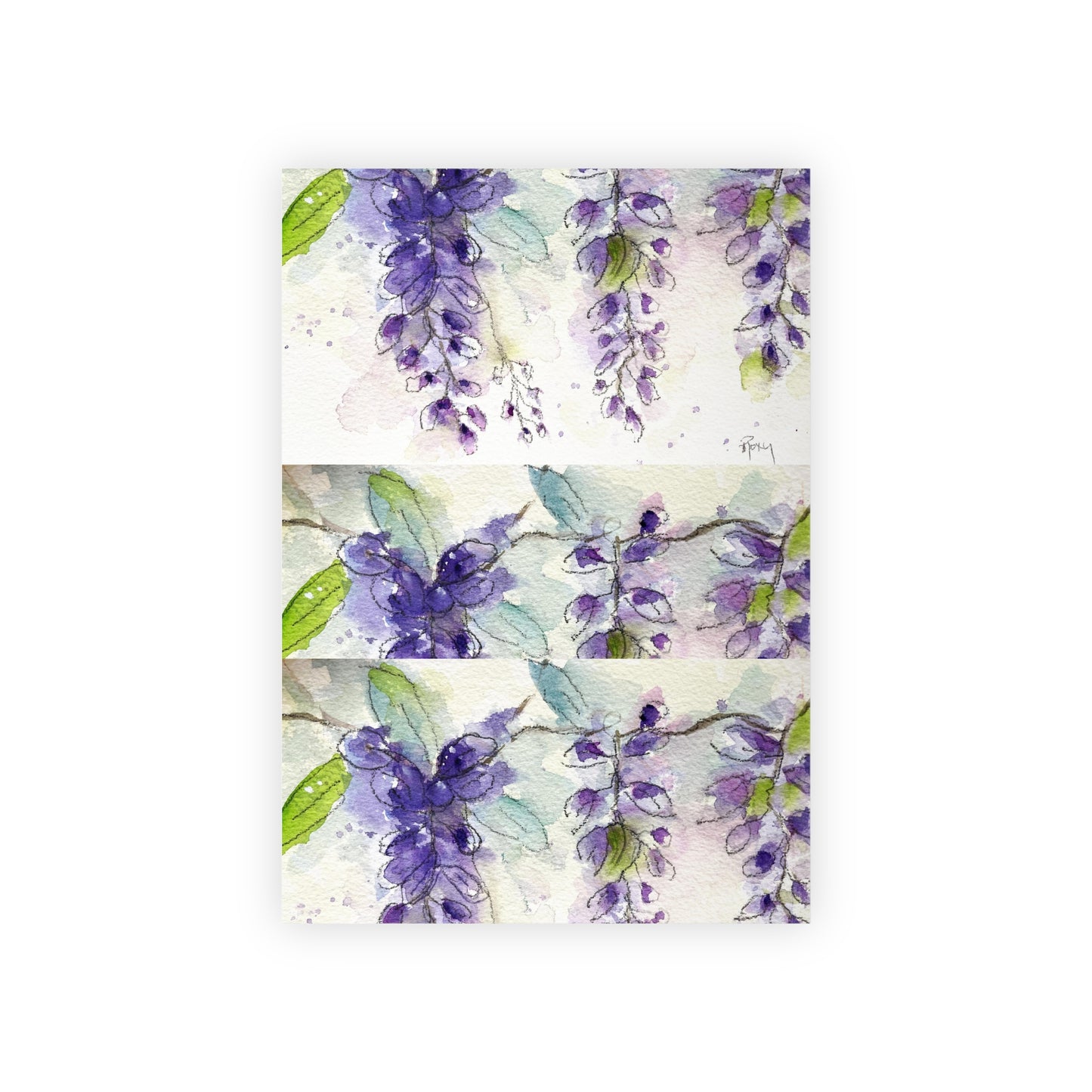 Roxy Rich Loose Floral Watercolor Wisteria painting printed Gift Wrapping Paper Rolls, 1pc Wedding Mom Friend giftwrap