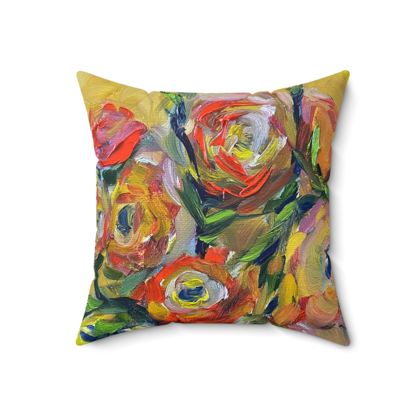 Beautiful Colors Shabby Roses Indoor Spun Polyester Square Pillow