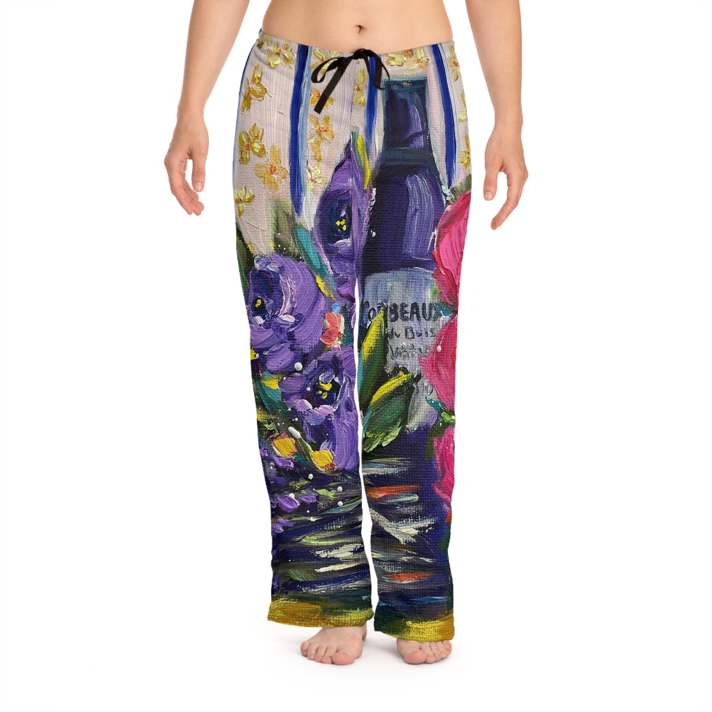 Pajama Pants - Corbeaux Wine and Lavender- Women's Pajama Pants