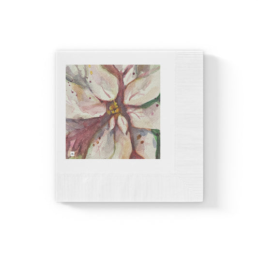 Elegant White Poinsettias-White Coined Napkins