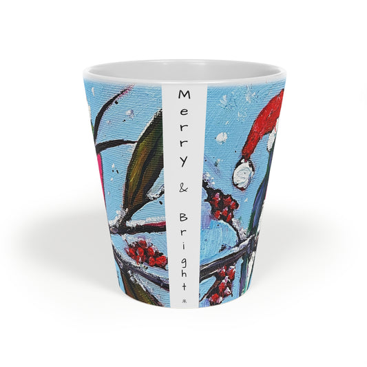 Merry & Bright Holiday Hummingbird Latte Mug, 12oz