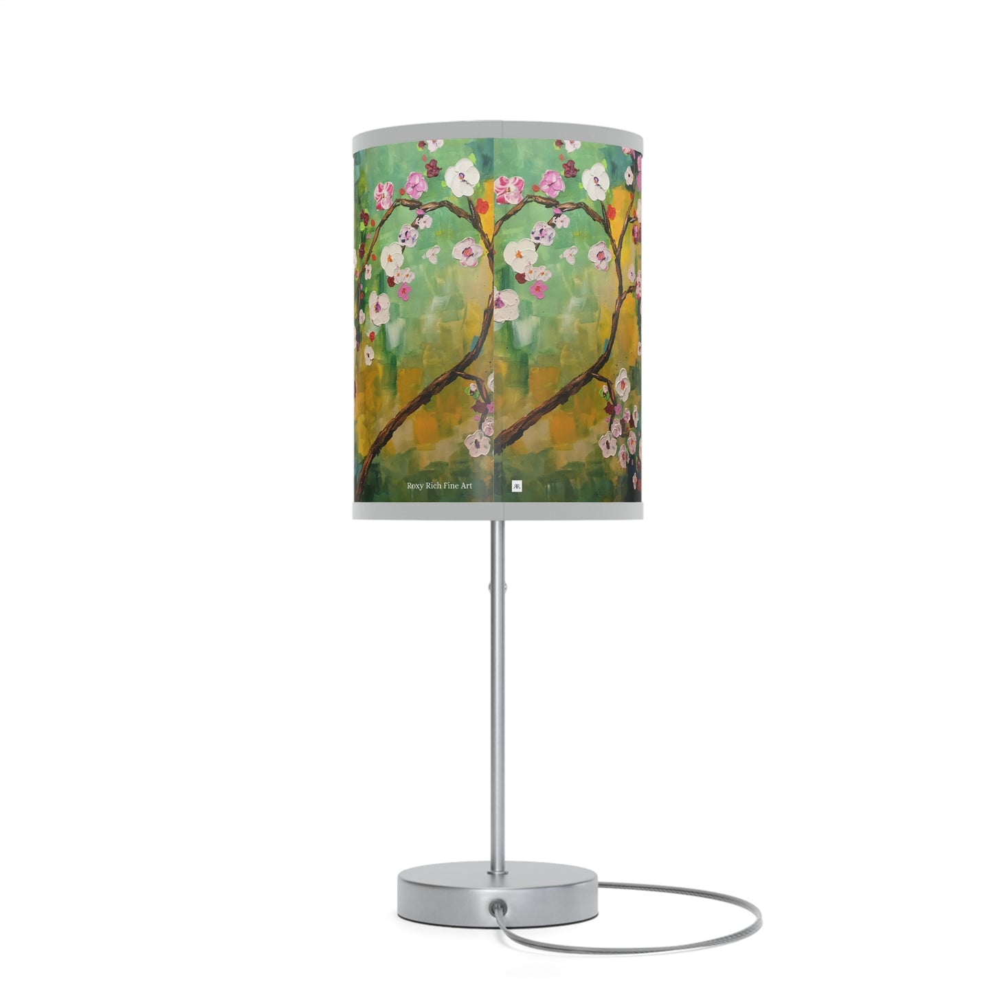 Lámpara abstracta con flores de cerezo sobre un soporte, enchufe EE. UU.|CA
