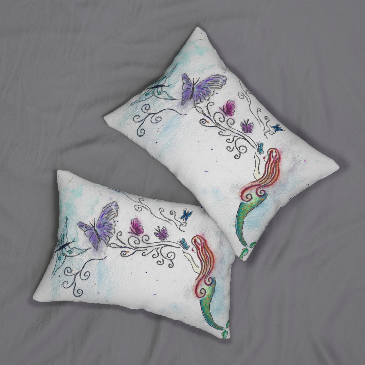 Coussin lombaire sirène papillon baisers