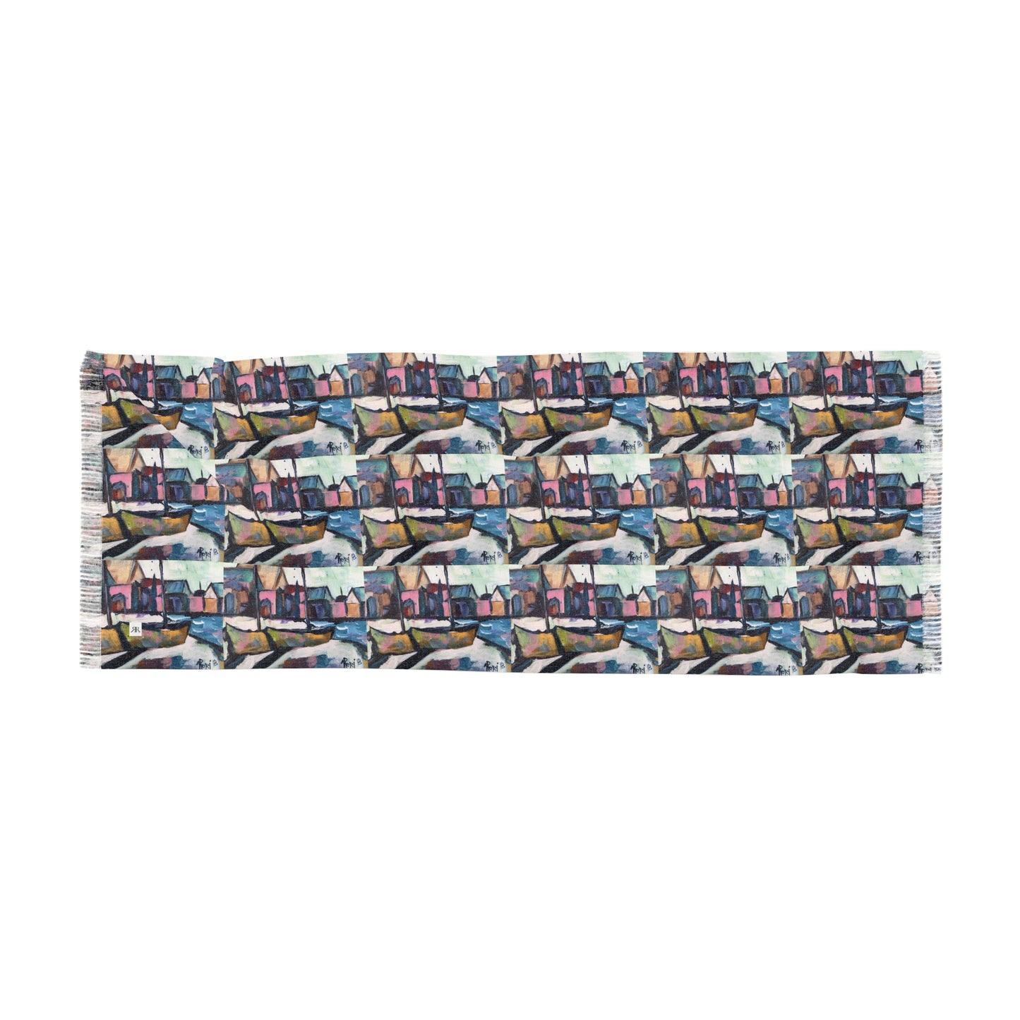 Colorful Scarf — Artistic Lightweight Neck Wrap- Wharf Boats