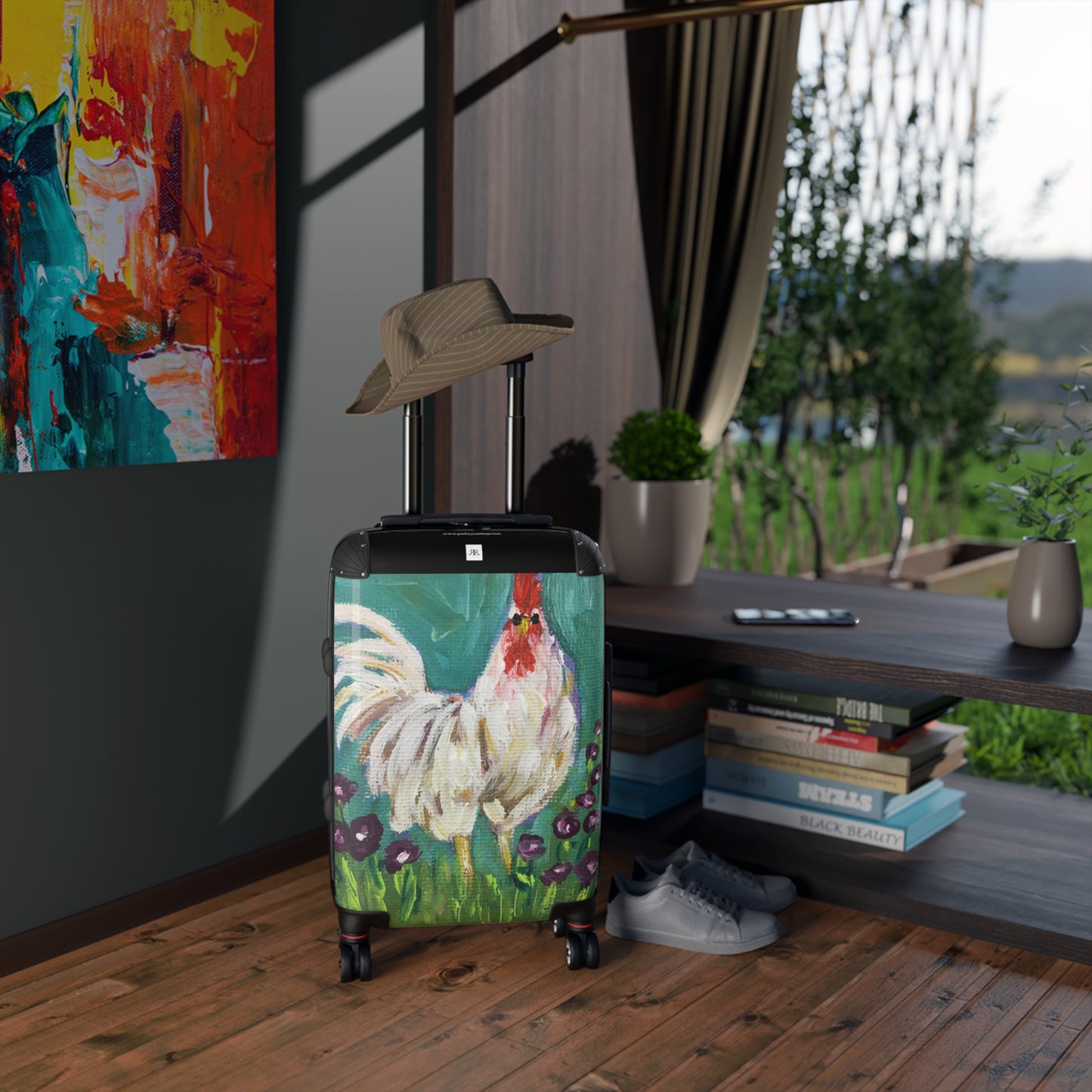 White Rooster Carry on Suitcase