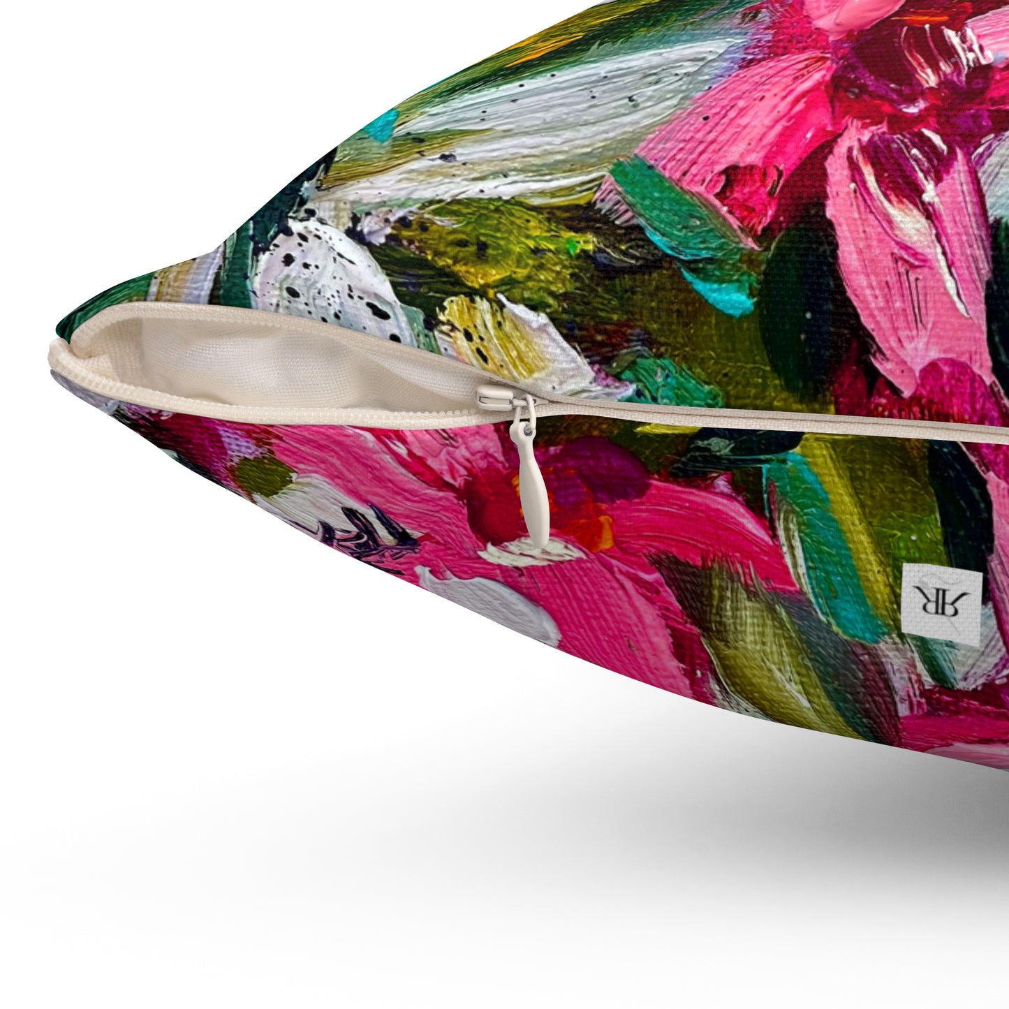 Indoor Spun Polyester Square Pillow-Colorful Encounter Goldfinch