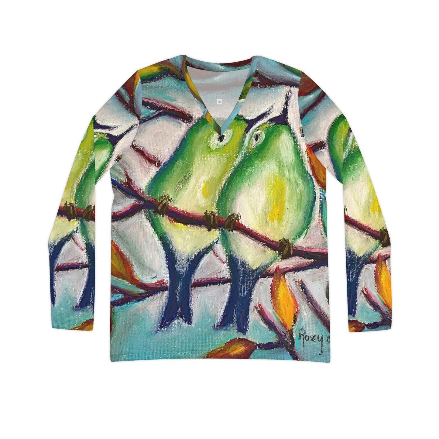 Long Sleeve Shirt-Cuddling Warblers- V-neck Women's