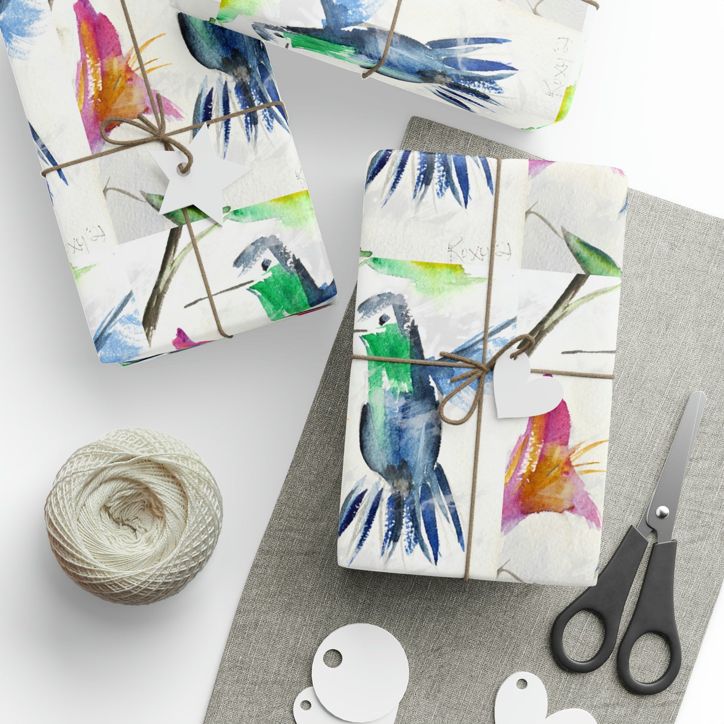 Floaty Blue Hummingbird (3 Sizes) Wrapping Papers