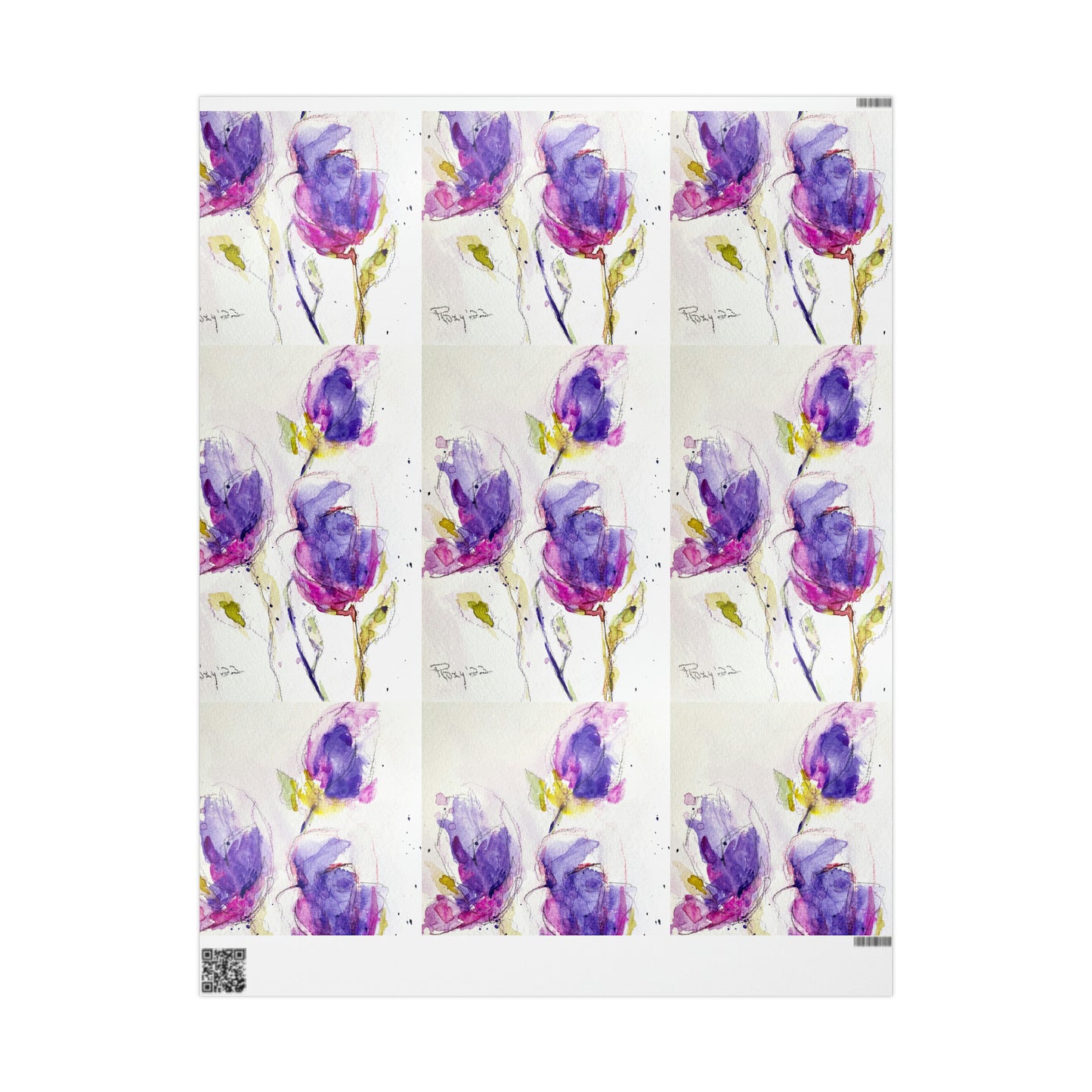 Elegant Loose Floral Watercolor Purple Flowers (3 Sizes) Wrapping Papers