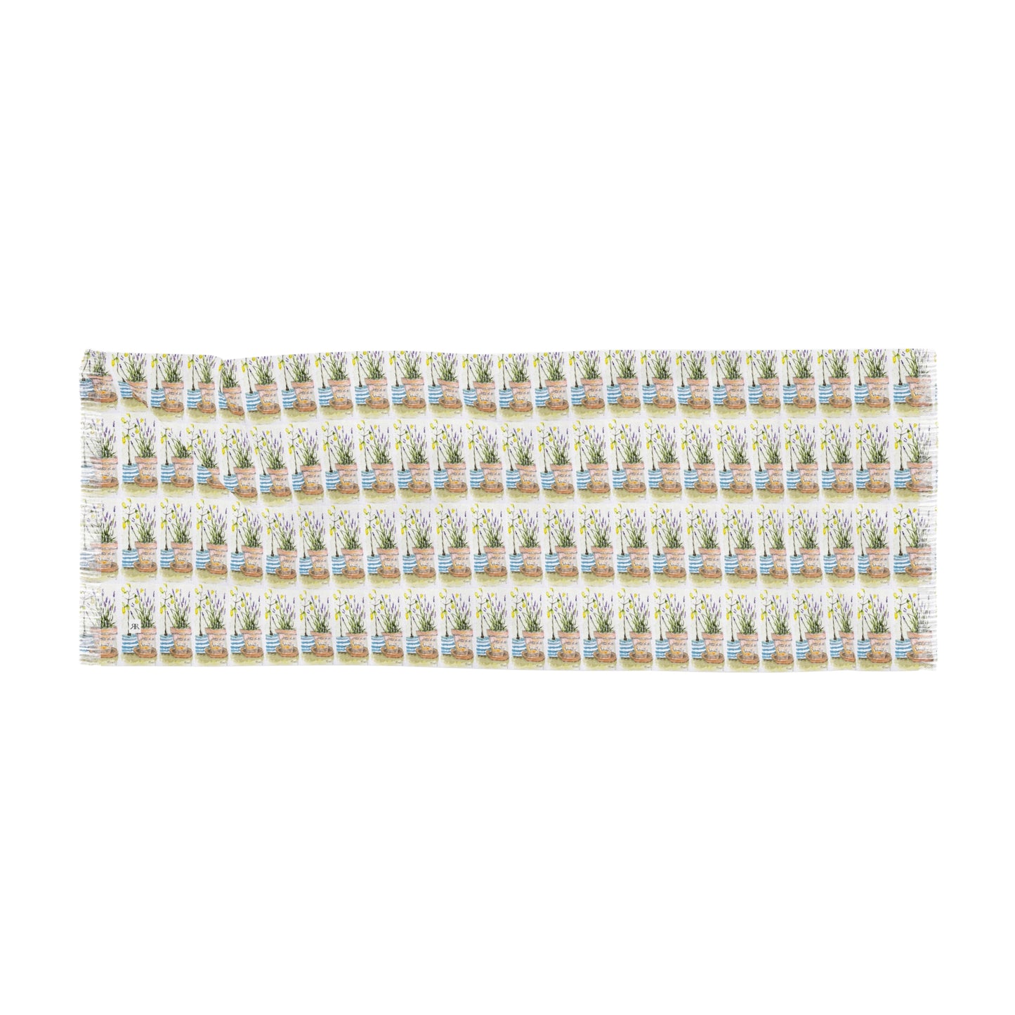 Colorful Scarf — Artistic Lightweight Neck Wrap- Lemons and Lavender