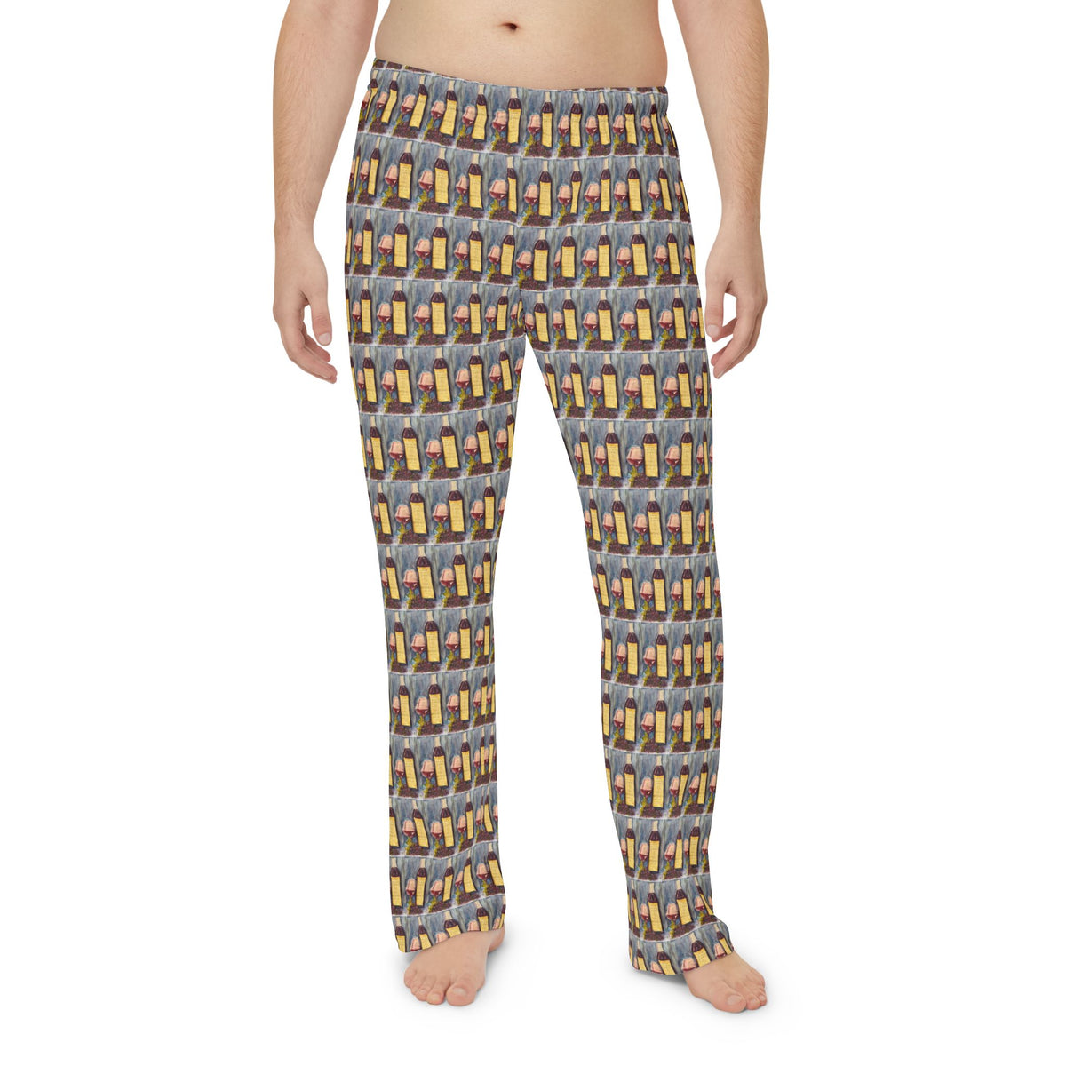 Men's Pajama Pants — GBV Vertunmus Wine- Allover Print Lounge Pants