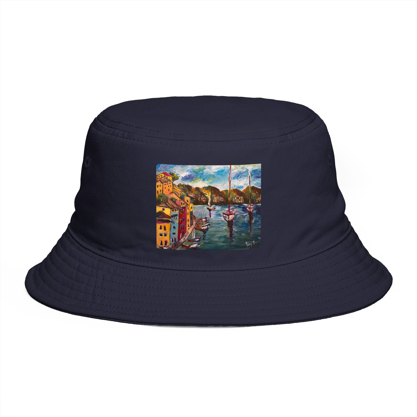 Roxy Rich Fine Art  Portofino Harbor - Bucket Hat — Stylish Durable Travel Hat