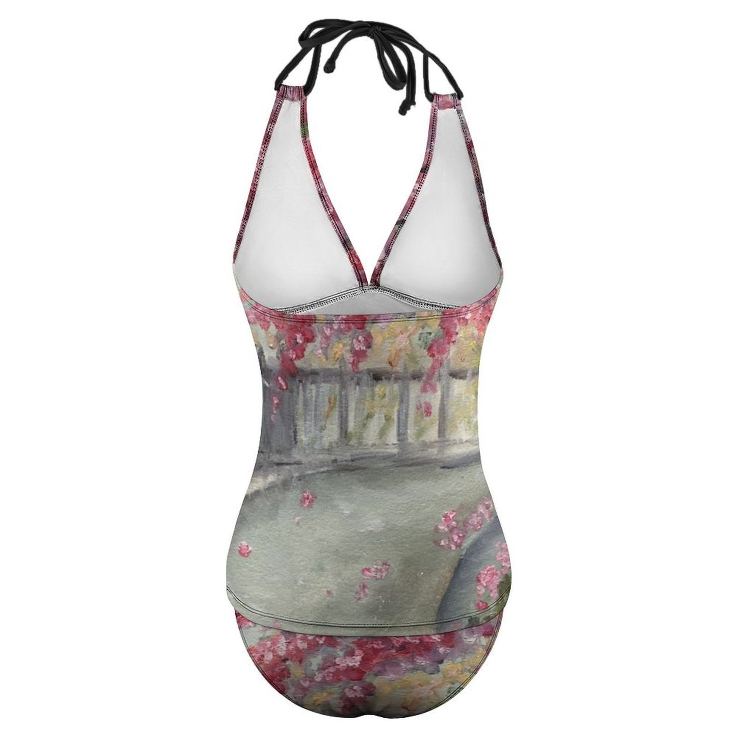 April in Paris Cherry Blossoms Slim Fit Tankini Split Swimsuit