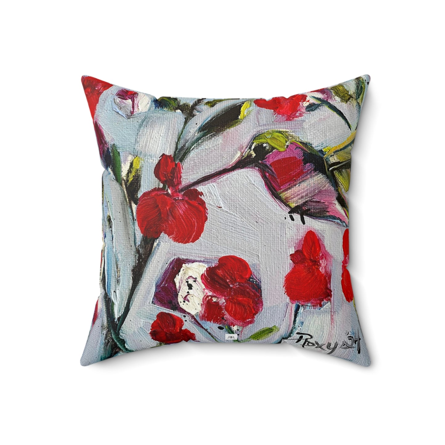 Hotlips Hummingbird Indoor Spun Polyester Square Pillow