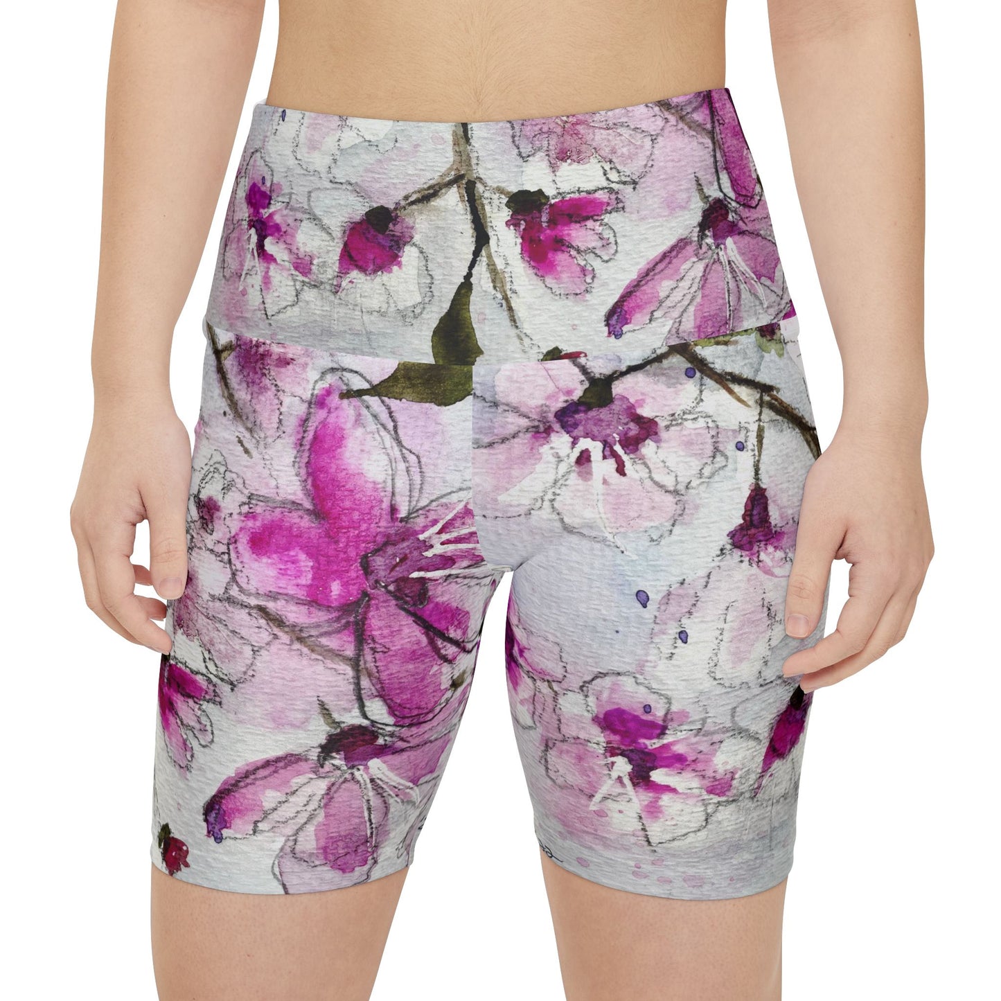 Women's Workout Shorts - Cherry Blossoms