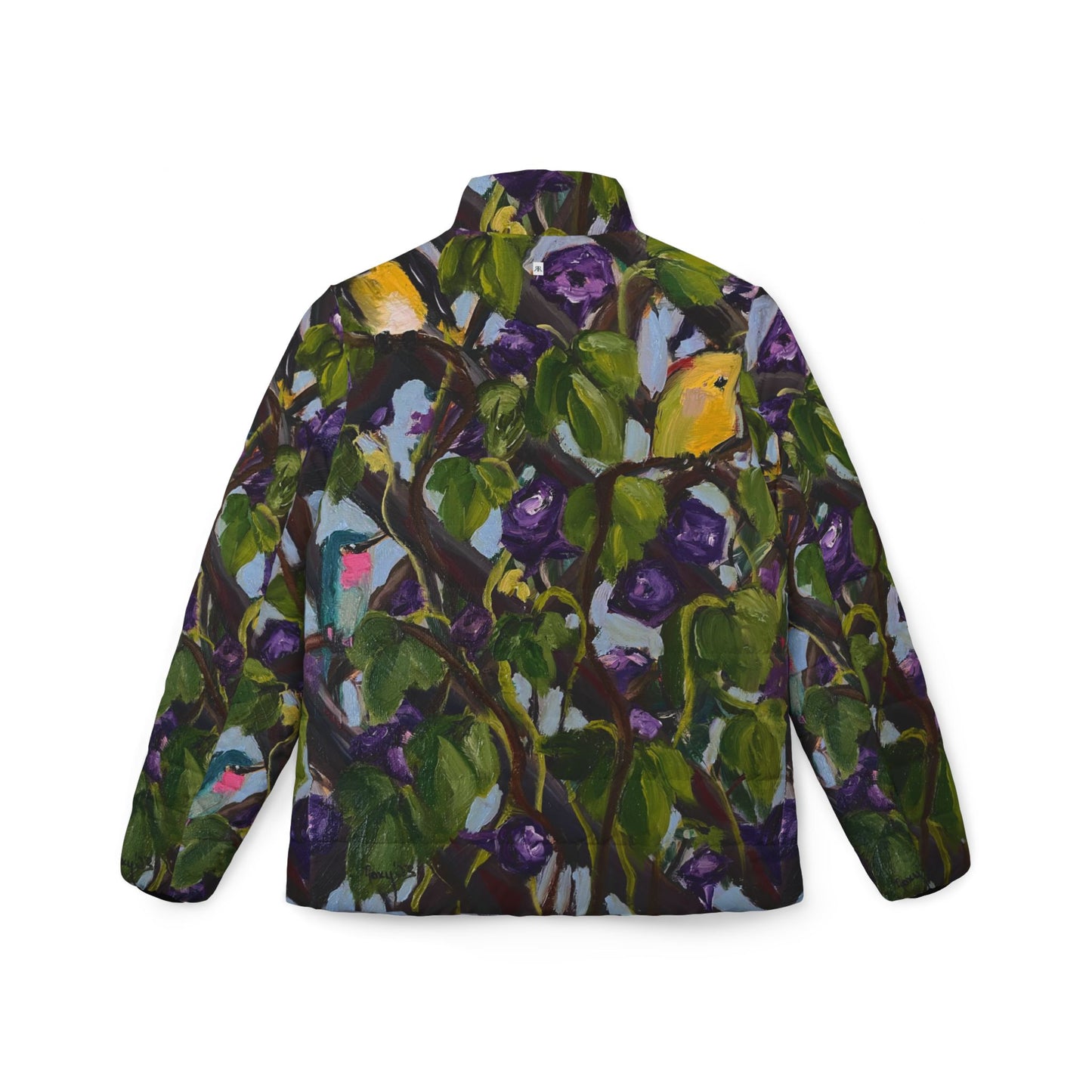 Women's Puffer Jacket - Roxy Rich Fine Art Design-Birds on the Lattice