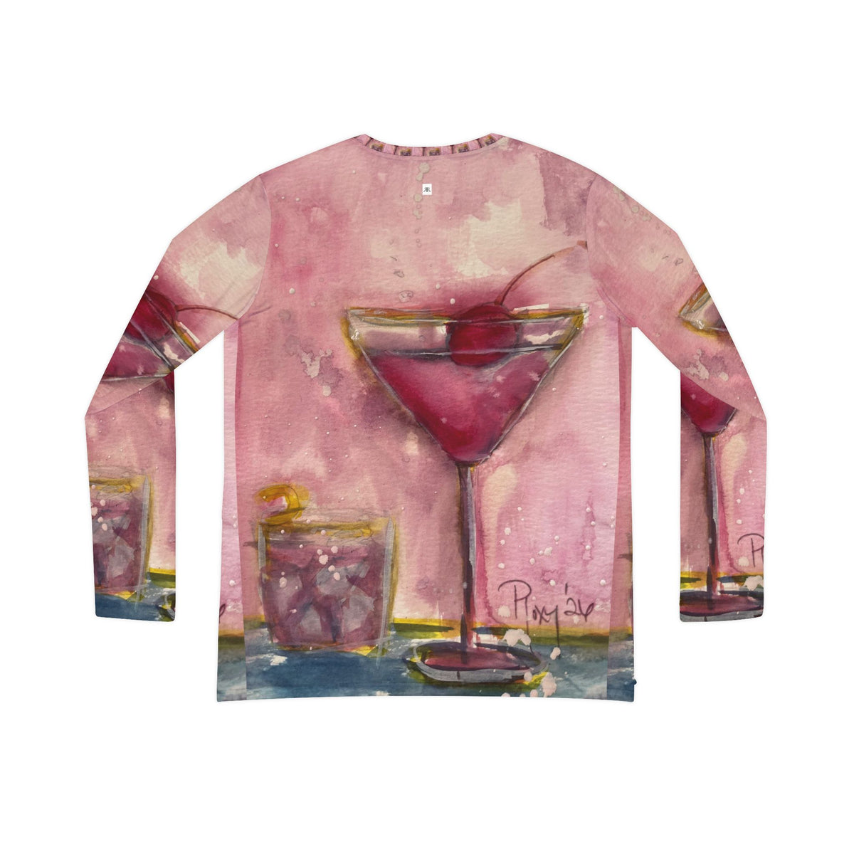 Women's Long Sleeve V-neck Shirt -Pink Martini