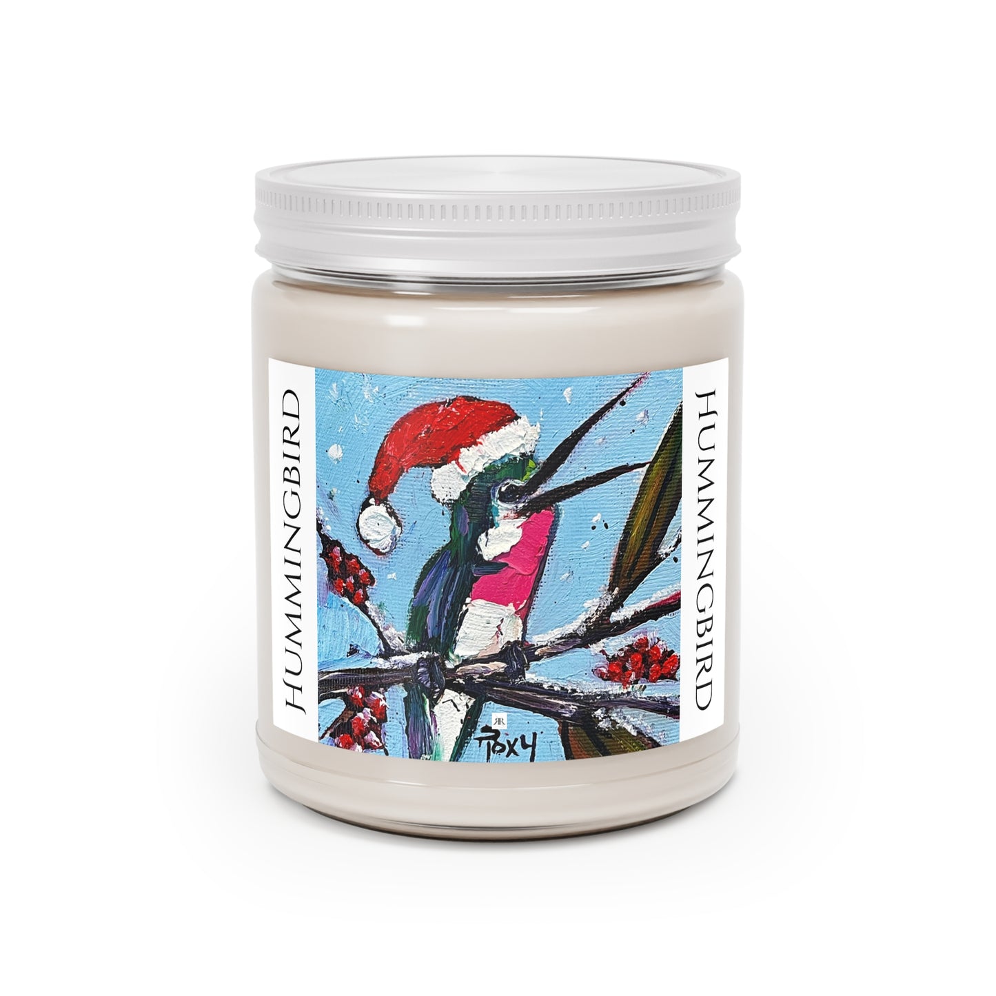 Holiday Hummingbird Santa Hat Scented Candle 9oz