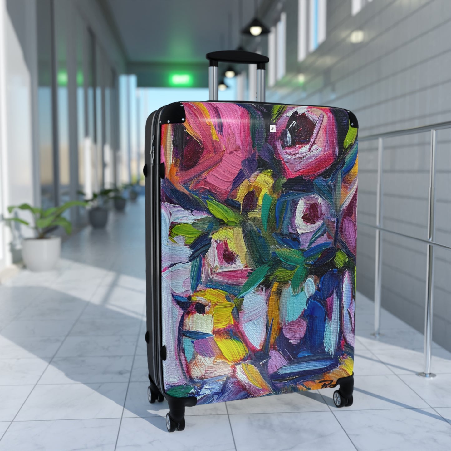 Abstract Roses and Bird Carry on Suitcase (Choose from 3 sizes)