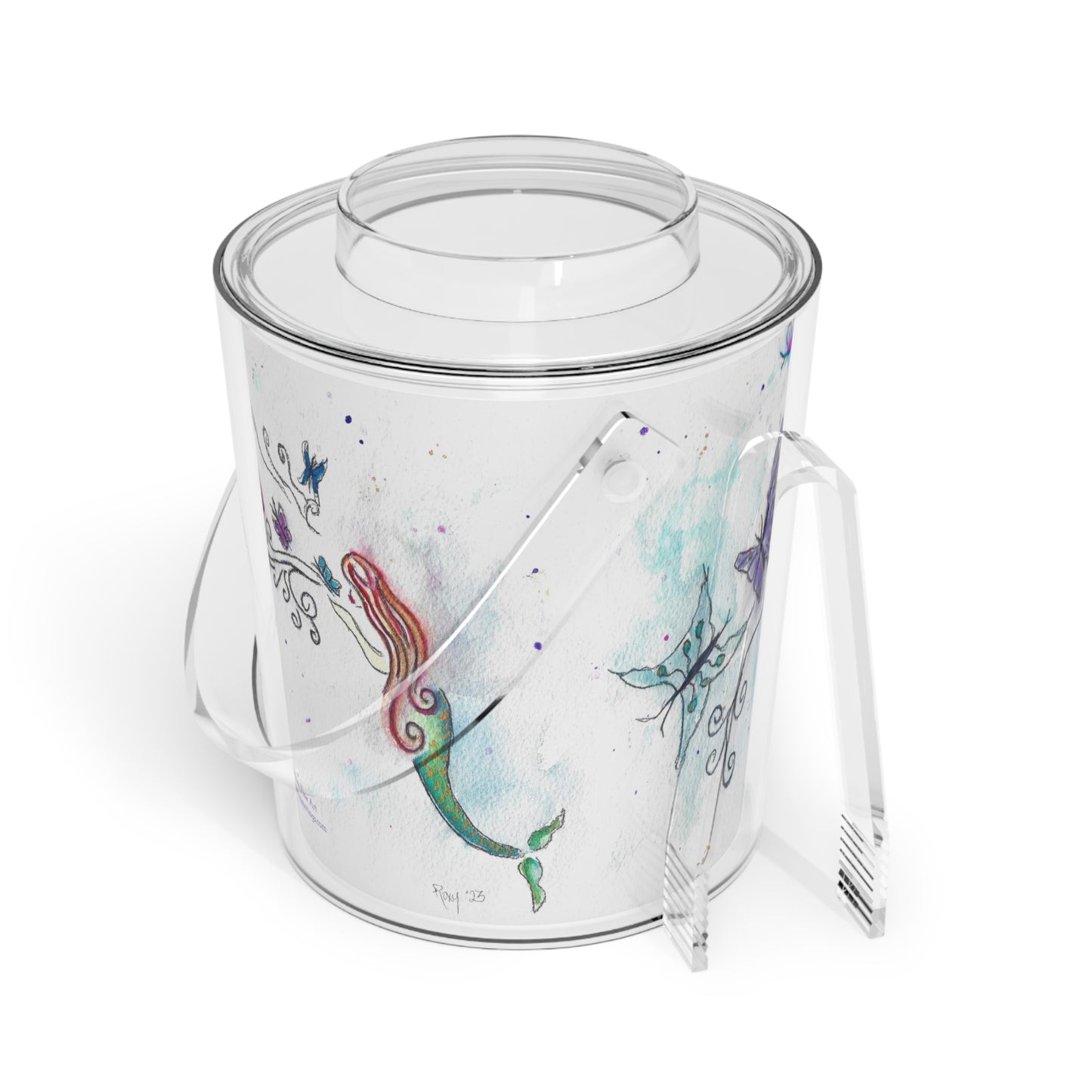 Mermaid Butterfly Kisses Wine or Ice Bucket with Tongs