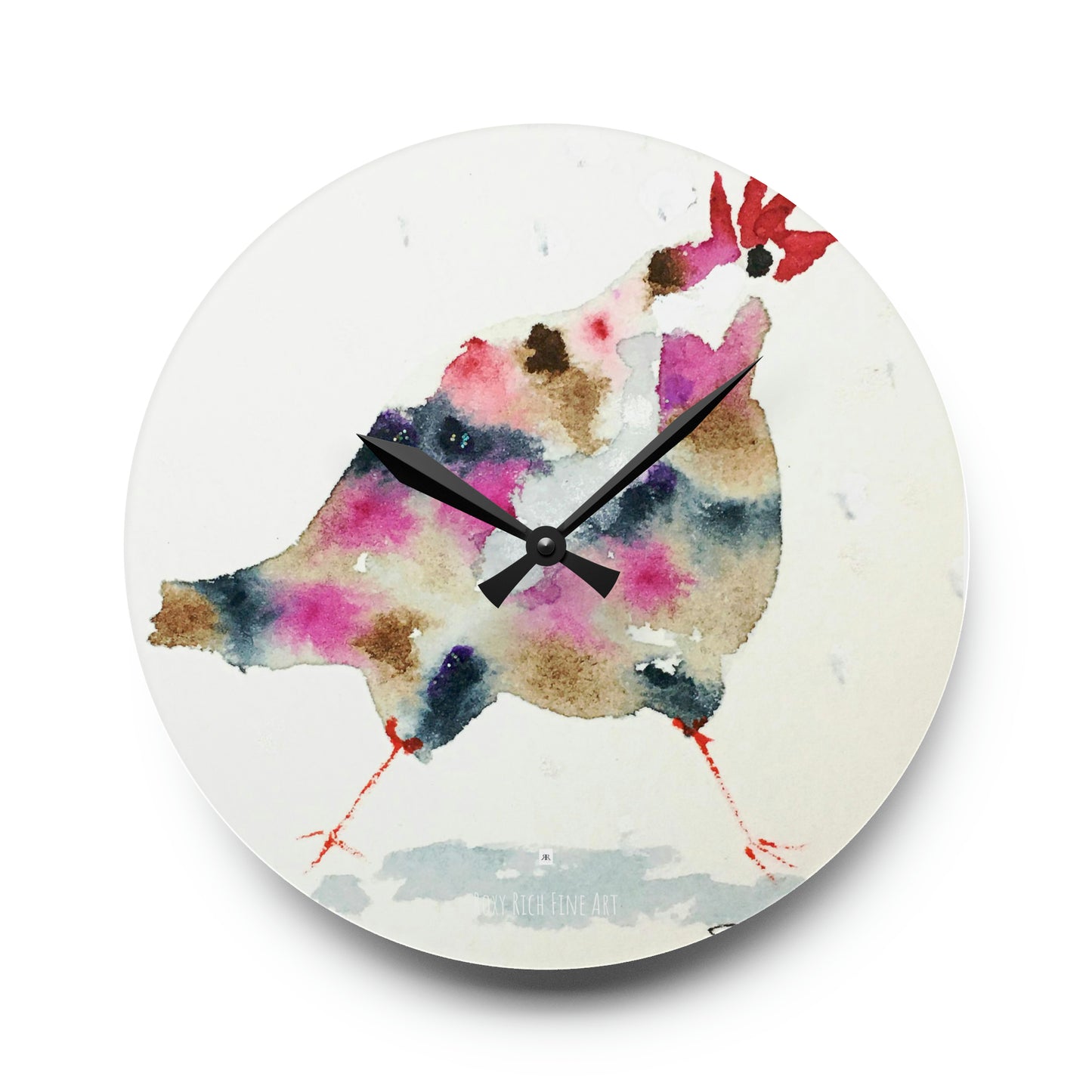 Whimsical Rooster #9 Acrylic Wall Clock