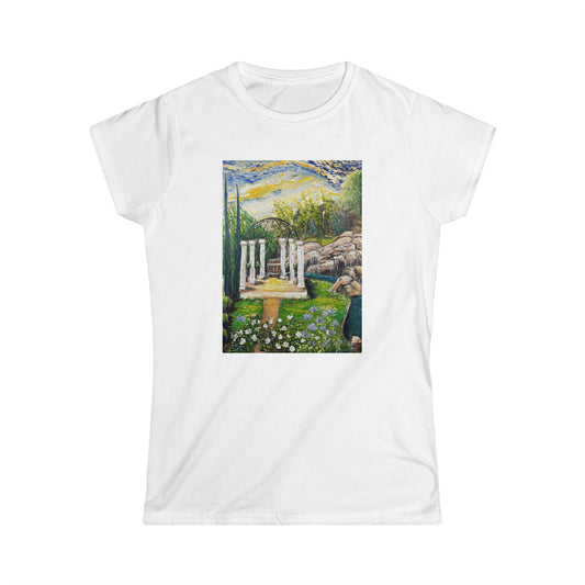 The Pergola at Gershon Bachus Vintners Camiseta semi ajustada de estilo suave para mujer