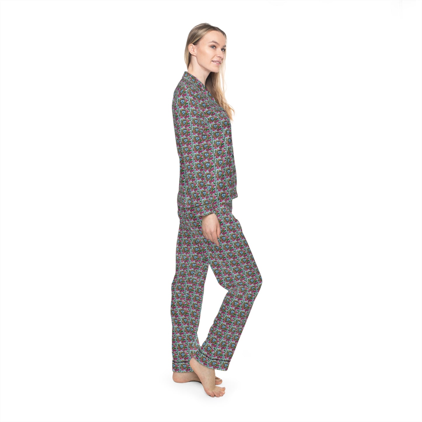 Satin Pajamas — Luxurious Silky Sleepwear Set-Robins Nest with Eggs