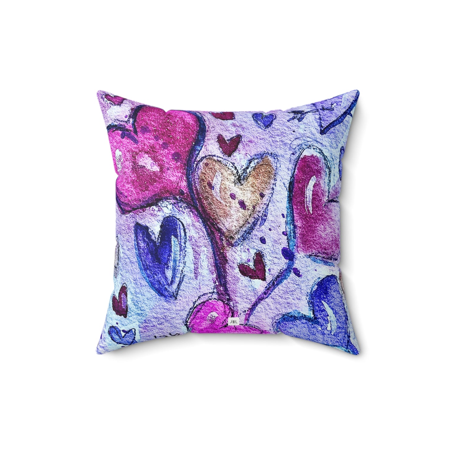 Valentine Floating Purple Hearts Throw Pillow — Romantic Heart Accent Pillow