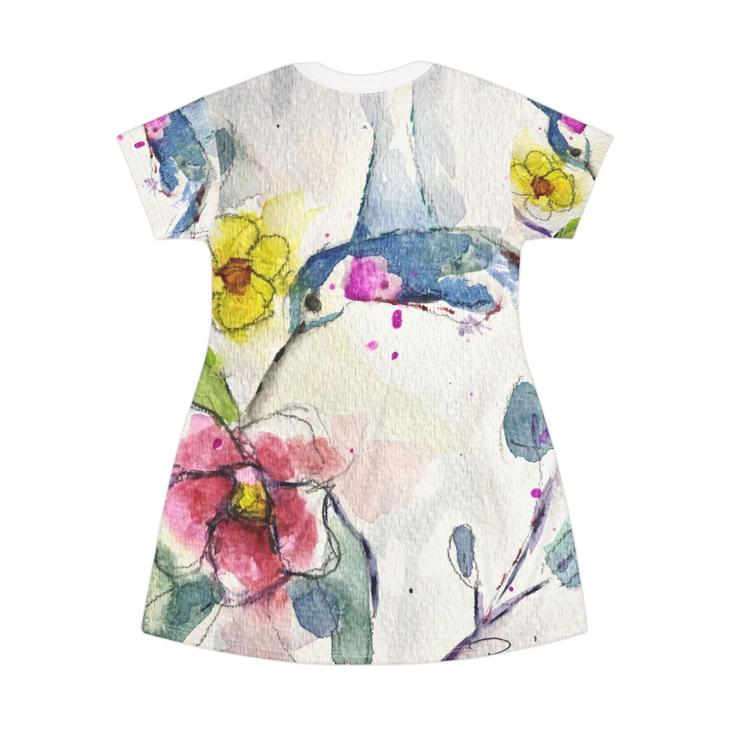 T-Shirt Dress -Abstract Hummingbird Floating